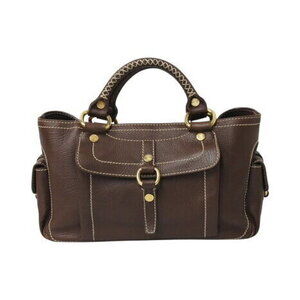 Celine Boogie Bag handbag Blazon logo brown leather